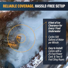 Ice Away Pond and Dock Deicer, 1/2 HP 115v, 50ft Long Power Cord – Deicer for Large and Small Outdoor Ponds and Lakes with Fish, Prevents Ice Build Up – Energy Efficient Pond De-Icing System