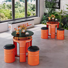 JOSOGO Coffee Restaurant Table and Chair Set, Creative Industrial Style Outdoor Oil Drum Multi-Functional Outdoor Lounge Table and Chair Set(D)