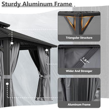 Aoxun 12Ft x 14Ft Hardtop Gazebo with Breathable Netting and Curtains Gray