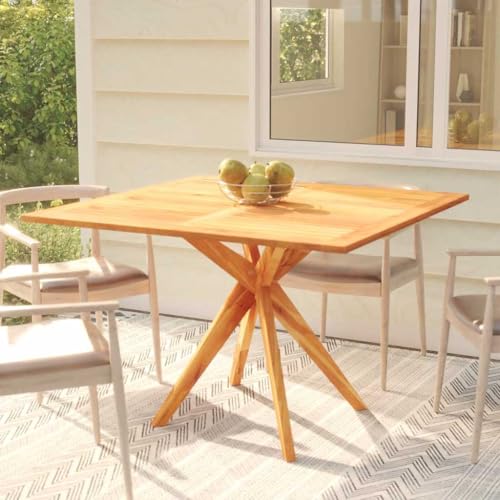 HFXHIJXQ Rustic Acacia Outdoor Patio Dining Table 43"x43" Brown Solid Wood Square Bistro Table Weather Resistant Oiled Finish for Garden Terrace Backyard Balcony