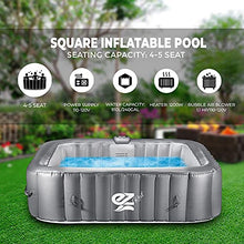 SereneLife Portable Hot Tub 6-Person Square Inflatable Spa with 130 Bubble Jets, LED Lights