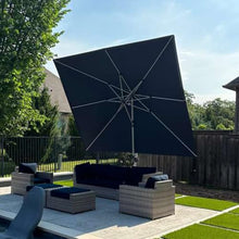 OROTLECT 10' Square Cantilever Umbrella With Base In Ground,Gray