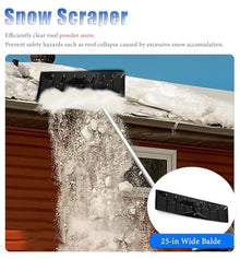 Heavy Duty Porch Roof Snow Clearing Shovel, Extendable Roof Snow Rake Plastic Blade, Powder Snow Scraper for House Roofs, Winter Snow Removal
