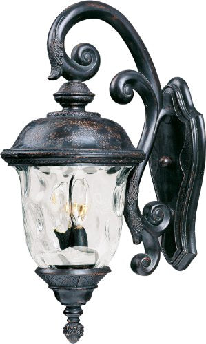 Maxim Lighting Carriage House 3-Light Outdoor Wall Lantern | Oriental Bronze Finish | Water Glass Shade | Early American Outdoor Wall Lantern for Front Doors and Entryways | 40497WGOB