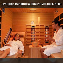 2 or 3 People Indoor Hybrid Hemlock Sauna with Recliner for Home , 220v/30A