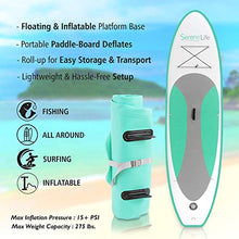SereneLife Inflatable Board (6 Inches Thick) | Premium SUP Accessories & Carry Bag | Wide Stance, Bottom Fin | Non-Slip Deck | Youth & Adult Standing Boat