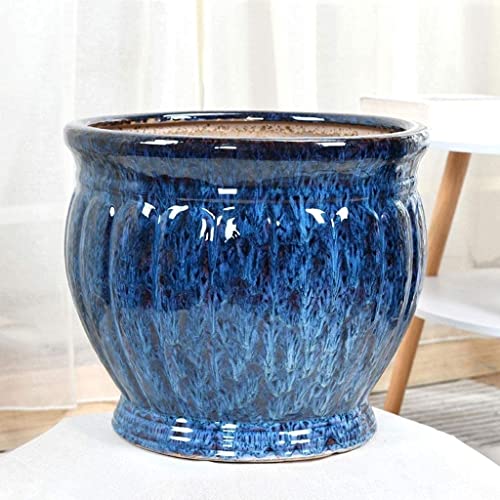 iumLeap Ceramic Large Tree Planting Flower Planter European Style Outdoor High Tube Flower Pot for Balcony Corridor Villa Courtyard Aisle Classical Indoor Floor Garden Groen Plants