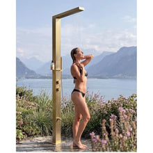 Onwowsun Swimming Pool Backyard Bathroom Hot & Cold Rainfall Hand Held Wall Mounted or Free Standing Outside Gold Shower
