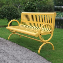 GRFIT Outdoor Bench Metal Bench for Outdoor with Comfortable Backrest, Garden Furniture, Bench Seat for Multiple People, for Park, Patio, Garden, Yellow Garden Bench (Large)
