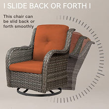 Gardenbee 5 Piece Outdoor Patio Furniture Set Wicker Conversation Set with Swivel Rocking Chairs and Ottomans Orange