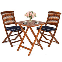GGGUOJINN 3PCS Patio Folding Wooden Bistro Set Cushioned Chair Conversation Table Chair Seat Cushion
