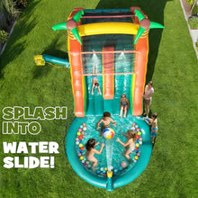 HESMAX 23FT Inflatable Water Slide with Splash Pool, Thickened Commercial PVC, Powerful Blower Included, Easy Setup Outdoor Summer Water Play Slide for Kids Adults Backyard Garden Party-Coconut Tree