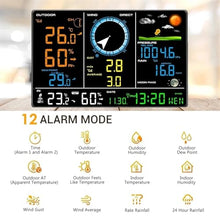 Weather Thermometer,Internet Wireless Weather Station Weather Forecast Temperature Pressure Humidity Wind Rain Gauge Moon Phrase Alarm Clock Tester，WiFi Weather Station 1