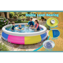 YUEWO Tricolor Inflatable Swimming Pool for Kids and Adults, Large Kiddie Pool Outdoor Portable Blow Up Swimming Pool for Family, Backyard, Outside and Water Summer Party (10ft X 30in)