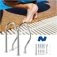 MSHOSAC Sturdy Pool Safety Handrails Pool Handrails Pool Handrail Set of 2, Pool Rail 304 Stainless Steel Swimming Pool Stair Rail Pool Hand Rail with Base Plate Silver Rustproof, Blue Rail Grip 4ft