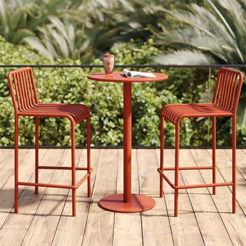 TBJEN Wrought Iron Tables and Chairs, Outdoor Tables and Chairs Creative high-Legged bar Open-air Villa Courtyard Cafe Milk Tea Shop Balcony(10)