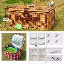 ZYBB Picnic Basket Wicker with Cutlery Insulation Bag Wine Glass Seasoning Bottle Large for 4 People 46X31x20cm