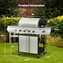 Electactic G41 Gas Grill,4-Burner Gas BBQ Grill with Side Burner, Porcelain-Enameled Grills, 42,000 BTU Stainless Steel Propane Grill for Outdoor Cooking and Patio Barbecues