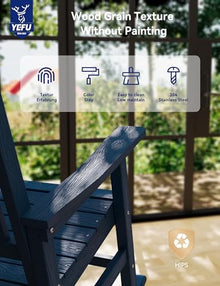 YEFU Rocking Chair Outdoor, Oversize Rocking Chair HIPS, Set of 4, Navy