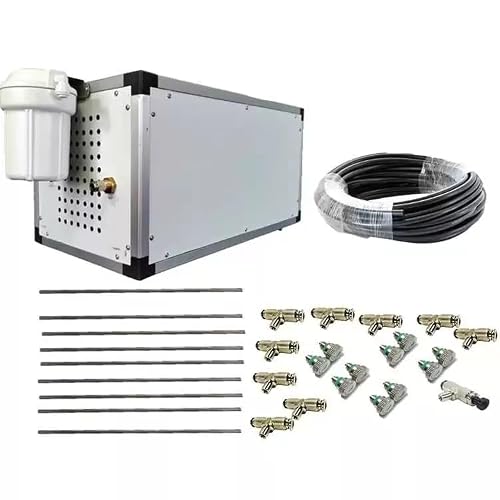 Mistcooling System - High pressure Misting System - Stainless Steel Tubing - 1500 PSI Misting Pump - DIY Misting System - Residential, Commercial & Industrial - (18 Ft Mist Line - 10 Nozzles)