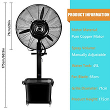 GFJYKDL Outdoor Fan Misters for Cooling Misting Fans for Outside - 5 Speed Setting, 45° Oscillation, 12 Gallon Tank - Attention for Patio, Backyard,71cm/28in