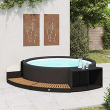 KGCRYUWED Spa Surround. Poly Rattan & Acacia Wood Hot Tub Decking Black