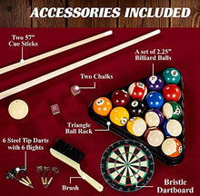 BARRINGTON 90 Inch Ball and Claw Leg Billiard Pool Table with Bonus Cue Rack and Dartboard Set Red