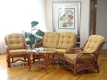 SunBear Furniture Lounge Malibu Loveseat Sofa ECO Natural Rattan Wicker Handmade Design Cognac