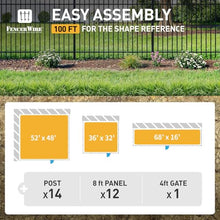 Fencer Wire 100FT Heavy Duty Flat Top Fence Barrier Kit, Anti-Rust Metal Steel Fence with 6FT Height X 8FT Width Panels, with Pinnacle Gate, Posts, Connectors, Outdoor Fencing for Yard