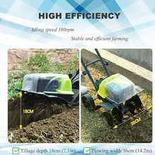 Cordless Hand Push Tiller, 180rpm Electric 40V Farm Scarifier with 2 Batteries, Cultivation Depth 180mm, Width 360mm, Cultivator for Garden, Farm, Orchard, Vegetable Patch