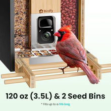 Birdfy Smart Bird Feeder with Camera, Solar Powered, 2K Live Stream, Bamboo Bird Feeder with Metal Guard, AI Bird Identification, Auto-Recorded Videos, Gift for Bird Lovers