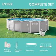 INTEX Prism Frame 18ft x 48in Round Above Ground Swimming Pool Set w/Pump