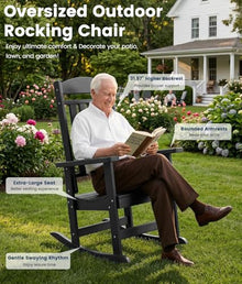 FOOWIN Outdoor Rocking Chair Set of 4, Oversized Rocking Chair Outdoor