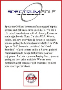 SPECTRUM GOLF SIMULATORS Poly Spacer Golf Screen 180 X 108