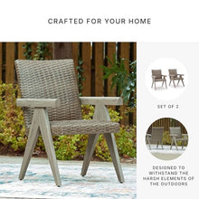 Signature Design by Ashley Haven Retreat Outdoor Arm Chair (Set of 2), All-Weather Resin Wicker, Rust-Resistant Aluminum Frame & Quick-Dry Foam Cushion, Casual Patio Dining Seating, Beige/Brown