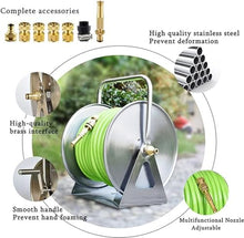 Etsuosy Garden Hose Reel Cart, Stainless Steel, 328 ft Capacity, Wall Mount or Portable with Hand Crank