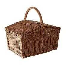 ZYBB Picnic Basket Wicker with Cutlery Wine Glass Picnic Basket for 4 People with Lid and Handle 40X30x36cm