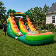 Pogo Bounce House 12FT Inflatable Water Slide with Blower, Tropical Jungle