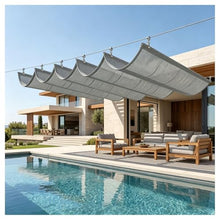 FENGZEQUAN Pergola Shade Cover Retractable Canopy Outdoor Wave Sun Shade，Sun Protection Retractable Wave Sun Shade Canopy，for Patio Garden Backyard Deck Trellis(W1.7*L10m/W5.57*L32.81ft)
