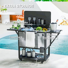 SWLJKU 104-Quart Outdoor Cooler Cart with Wheels, 48-Hour Ice Retention Patio Cooler Bin with Lockable Casters, Bottle Opener, Towel Rack, and Foldable Side Tables