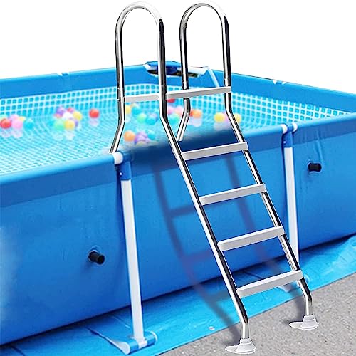 Above Ground Swimming Pool Ladder, 4-Tread Stainless Steel Pool Steps, 52 Inch Heavy Duty Pool Step Ladder, Easy Assembly and Climbing