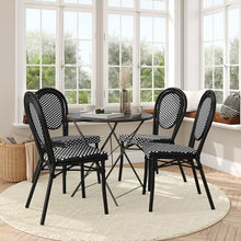 Flash Furniture PE Rattan Indoor/Outdoor Stack Chair, Black/White, 4-Pack