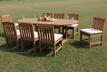 WholesaleTeakFurniture Grade-A Teak Wood 8 Seater 9 Pc Dining Set: 94" Mas Oval Trestle Leg Table and 8 Devon Armless Chairs #WFDSDV22