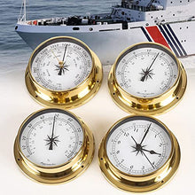 OREKPOT Glass Barometer,Outdoor Temperature Gauge, Traditional Barometer 115mm Wall Mounted Thermometer Hygrometer Barometer Watch Tidal Clock Weather Station Copper Shell for Hotels,