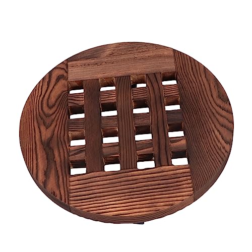 YYBOES Wooden Mobile Torus Flower Pots Base Movable Plant Pots Tray Potted Stand Rack Wheel Flowerpot Tray Flowerpot Wheel Round Tray Wooden Plants Pots Tray Flowerpot Tray Base