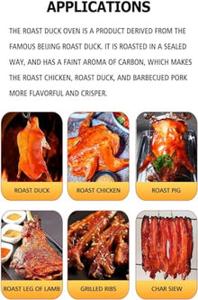 McbeAn Charcoal Chicken Duck Oven, 2 Tier Turkey Roaster with Detachable Shelf and Hooks, 50CM Width, 410 Stainless Steel Grill Roasting Machine, Duck Cooker, for Duck Chicken Meat Corn Potato Baking