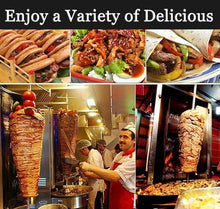 YDBMY Commercial Meat Rotisserie,Electric Vertical Kebab Grill,Countertop Gas Grill Machine,Automatic Rotating Skewers Machine,Indoor Kebab Machine,Silver-DoubleKnob