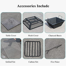 Luxurious Fire Pit Table, Outside Fire Pit Table & Coffee Table, Square Patio Firetable & Picnic Side Table, for Backyard, Garden, Camping, Party, Deck, Courtyard