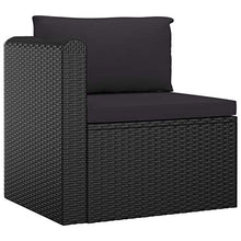 Heofavd 7 Piece Garden Lounge Set Black PE Rattan Modular Outdoor Sectional Furniture with Tempered Glass Table for Patio, Balcony, Conservatory up to 6 Seats