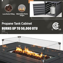 Solaste Aluminum Patio Furniture Set with Fire Pit Table, 7 Seats, Water-Resistant Cushions Grey